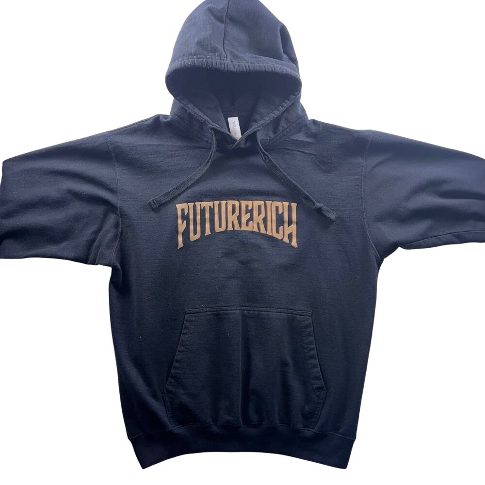 Future Rich Black Hoodie By Fastled L Cotton Blend Unisex Pullover With Kangaroo